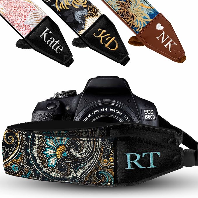 Art Tribute Camera Strap Personalized With Name - Shoulder, Crossbody & Neck Camera Strap for Photographers, Fits All Cameras, Canon Nikon Sony Fujifilm, Padded Strap W/Quick Release & Leather Ends by ArtTribute