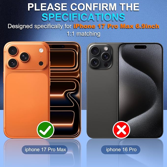 Suoman for iPhone 17 Pro Max Camera Lens Protector -Orange | [All-in-one Frosted] [Strong-Adhesion] Metal Frame Tempered Glass Camera Lens Cover - Image 2
