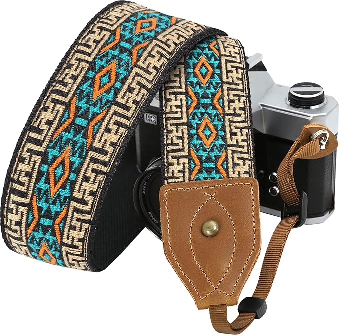 Padwa Lifestyle 2" Wide Classic Crazy Horse Art Cowhide Head Cotton Camera Straps for Photographers by PadwaLifestyleCameraStrap
