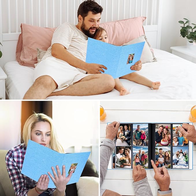 Aevdor 3.5x5 Photo Album, Holds 256 Photos, Linen Cover, Blue | Vertical 3.5x5 Clear Pockets, Front Display Window, Baby, Travel, Family & Anniversary Memories - Image 8