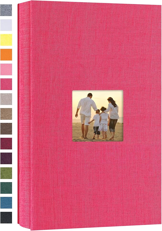 potricher Photo Album 4x6 Pictures, 300 Pockets, Linen Cover, Rose Red | Linen Cover, Front Window, Large Capacity 4x6 Picture Albums, Photo Book for Family, Wedding, Anniversary, Baby, Keepsake by potricher