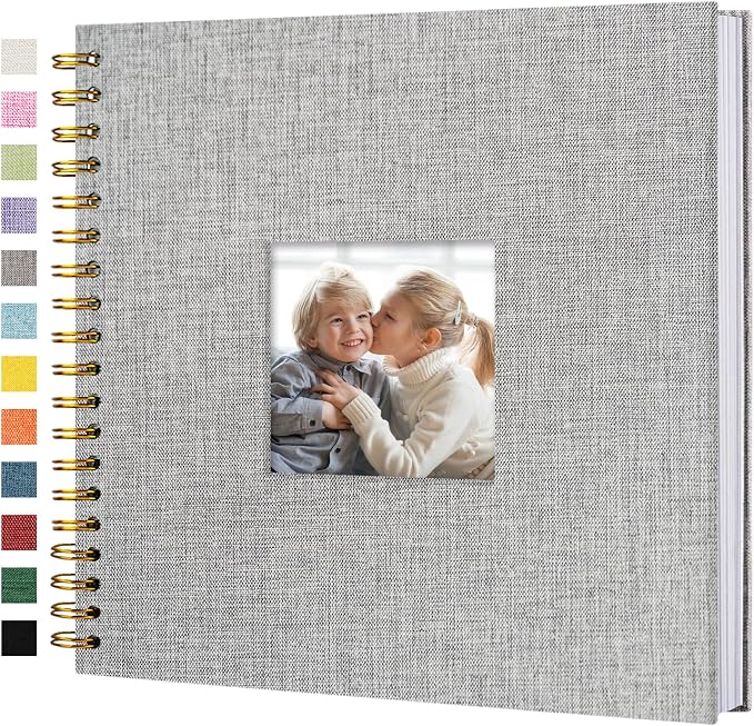 10"x10" Scrapbook Photo Album Linen Cover 40 Sheets 80 Pages White Paper | Gray Hardcover Kraft White Pages Memory Book, for Travel Wedding Guest Book Christmas Baby Fits 4x6 & Instant Photos by Hiwhy