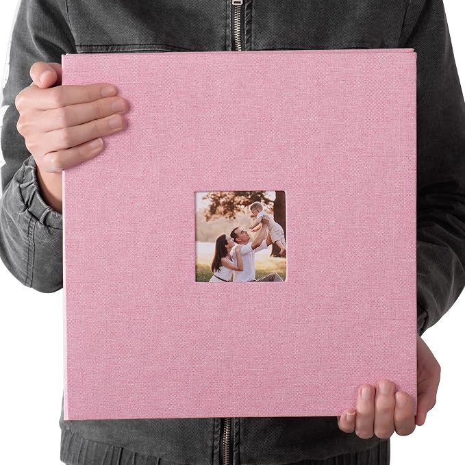 HoneyTolly Large Photo Album Self Adhesive, DIY Scrapbook Album for 600 Photos, 13"x12.6" 120 Pages Linen Cover Memory Book(Pink) - Image 7