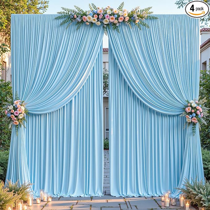 16ftx10ft Wrinkle Free Blue Backdrop Curtain - 10 Feet Photography Backdrop Drapes, Silky Polyester Back Drop Cloth for Wedding Baby Shower Balloon Arch Background by Unknown