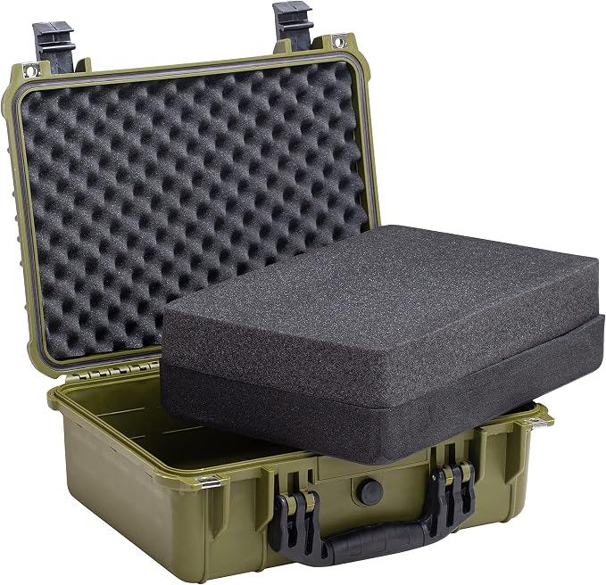 MEIJIA All Weather IP67 Waterproof Hard Camera Case,Hard Protective Case,Hard Case with Customizable Foam,Fit Use of Drones,Camera,Equipments,Pistols(Green,15.98x12.99x6.85inches) - Image 2
