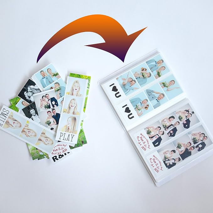 Photo Booth Photo Album - For Wedding or Party- Holds 120 Photobooth 2x6 Photo Strips - Slide In (WHITE) - Image 4