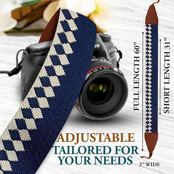 Art Tribute Custom Blue Diamond Camera Strap - Add Your Text and We Make It Especially For You Get Your Own Personalized Stocking Stuffer & Christmas Gift Camera Strap, No Shipping Cost! - Image 6
