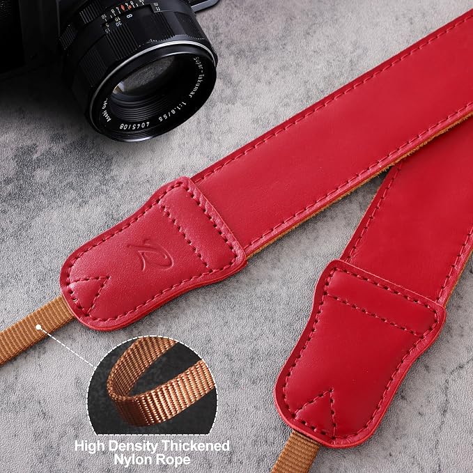Padwa Lifestyle Burgundy Leather Camera Strap - 1.5" Soft Full Grain Cowhide Camera Straps for Photographers, Soft Suede Fabric Padded Leather Strap with Quick Release fits All Cameras - Image 5