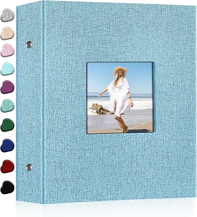 Ejblfe Photo Album 4x6,Linen Cover Slide-in Photo Album Book Can Holds 600 4x6 Photos with 60 Black Sheets for Family,Wedding,Baby and Holiday Pictures (Blue) by EJBLFEPremiumPhotoAlbums