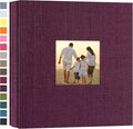 potricher Photo Album 4x6 Pictures, 200 Pockets, Linen Cover, Purple | Linen Cover, Front Window, Large Capacity 4x6 Picture Albums, Photo Book for Family, Wedding, Anniversary, Baby, Keepsake by potricher
