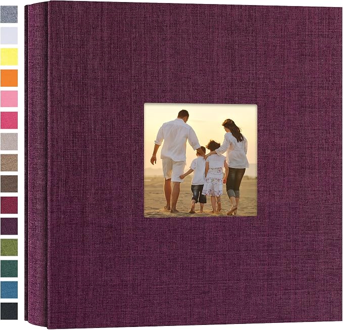 potricher Photo Album 4x6 Pictures, 200 Pockets, Linen Cover, Purple | Linen Cover, Front Window, Large Capacity 4x6 Picture Albums, Photo Book for Family, Wedding, Anniversary, Baby, Keepsake by potricher