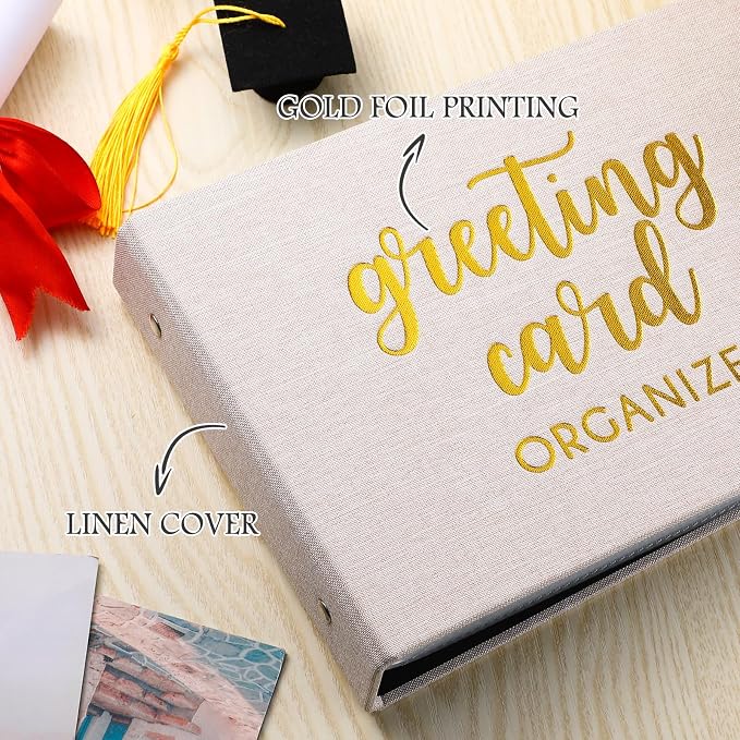 Spiareal Greeting Card Organizer Set Greeting Card Holder 6 x 8 Inches 100 Pages Stamping Binder Album Display Organization Storage for Memory Greetings Photo Gift - Image 3