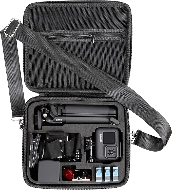 Hard Case for GoPro Hero 13/12/11/10/9/8/7/Mission 1 Pro Action Camera | Accessories Carrying Storage Shoulder Bag With Strap for DJI Osmo Action 6/5 Pro/4/3 Insta360 Ace Pro 2/Go Pro by PellKing