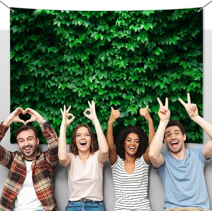 10x6.5 Ft Green Leaves Photography Backdrops Large Polyester Fabric Leaf Green Vertical Texture Backdrop for Birthday Party Christmas Decoration Photo Booth Prop Banner - Image 7