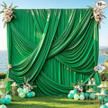 50x12 ft Green Backdrop Curtains for Weddings Parties, Birthdays and Photos | 10 Panels 5x12 ft, Wrinkle-Free Polyester Drapes, Washable, Ironable, 4 in Rod Pocket for Baby Showers Photography Background by PartyVillage
