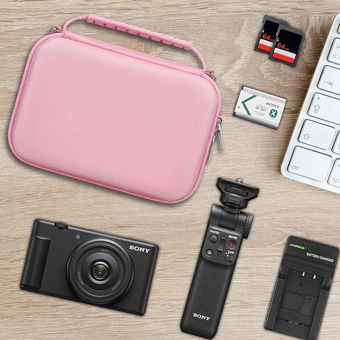 Hard Travel Case for Sony ZV-1F / ZV-1 / ZV-1 II Digital Camera, Protective Cases Bag Fits Vlogger Accessory Kit Tripod, Microphone, LED Video Light, Extra Zipper Pocket fit Battery Pack, Pink - Image 7