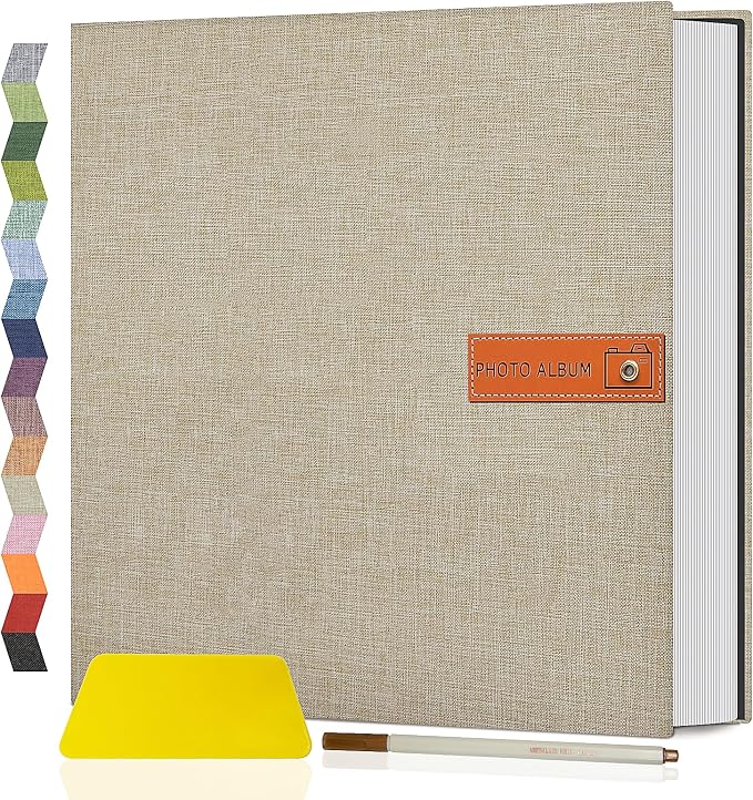 Popotop Large Photo Album Self Adhesive 4x6 5x7 8x10 Scrapbook Album DIY Picture Book,Gifts for Mom,Family Baby and Wedding,with Metal Pen and Plastic Board by Popotop