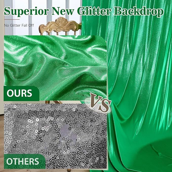 20x10ft Green Sequin Backdrop Curtains, Wrinkle Free Glitter Backdrop Drapes for Wedding Parties Photography Stage Decor, Non-Shedding 4 Panels Set (5x10ft Each) - Image 6