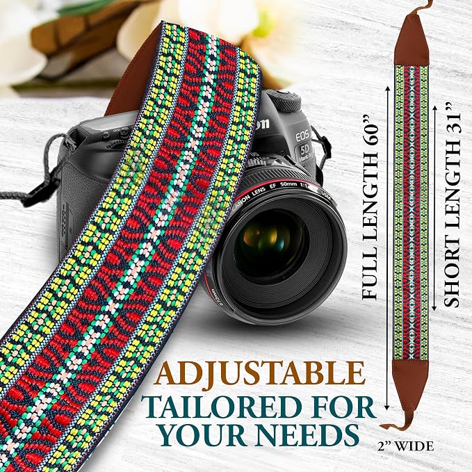 Art Tribute Custom Camera Strap California Weave- Add Your Text and We Make It Especially For You Get Your Own Personalized Gift Camera Strap, No Shipping Cost! - Image 2