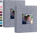 Mublalbum 2 Pack Small Photo Album 4x6, 52 Pockets, Linen Cover,Gray | Linen Cover with Display Window, 52 Vertical Pockets, Portable Mini Picture Book for Artwork Postcards, Picture Storage by Mublalbum