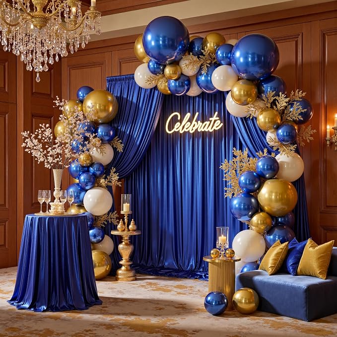10x10ft Thick Royal Blue Glitter Backdrop Curtain Panels for Parties, Wrinkle Free Sequin Sparking Photo Backdrop Drapes, 2 Panels 5x10ft Shimmer Back Drop Cloth for Wedding Birthday Photography - Image 4