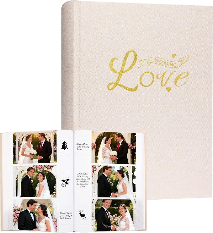 Photo Album 4x6 Wedding with Writing Space for 450 Photos Linen Cover Hardcover Horizontal, 4 x 6 Photo Album Picture Book for Kids Travel Family Baby Pictures Beige by Xfveiwoo