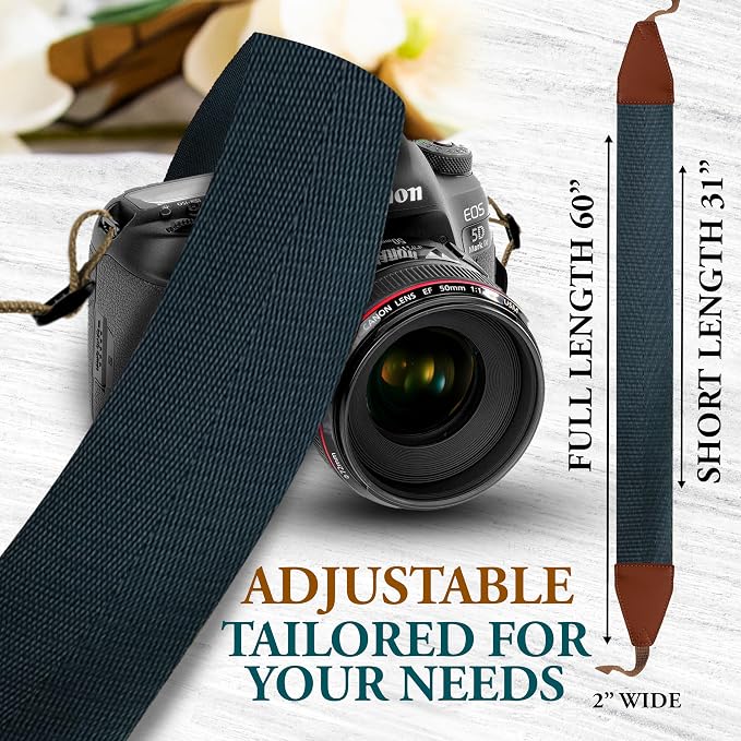 Art Tribute Camera Strap Personalized With Name - Shoulder, Crossbody & Neck Camera Strap for Photographers, Fits All Cameras, Canon Nikon Sony Fujifilm, Padded Strap W/Quick Release & Leather Ends - Image 7