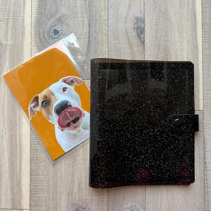 Photo Album For 2X6 Photo Booth Slip In Strips And 4X6 Pictures - 6 Ring Notebook Binder With 20 2 By 6 Sleeves - Fits 80 Photobooth Prints (DARK CHOCOLATE SPARKLE, 4X6) by SMILEWAVE