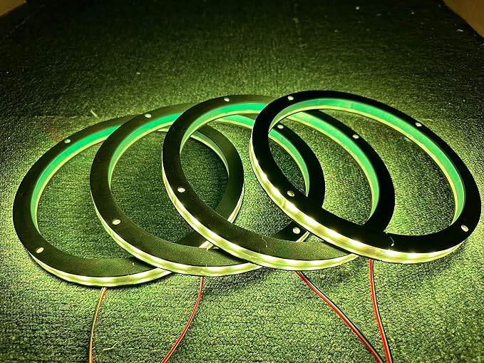 4PCS 6.5" RGB Multiple Changing Car LED Speaker Ring Light Kit Colors Shift Coxial Lights Spacer Ring Light Bluetooth App & Remote Control - Image 5