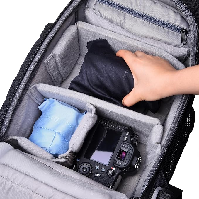 Eco-Fused Camera Lens Pouches - Microfiber Lens Cloth Bag - 4 Pack - Soft Camera Wraps for Multi-Sized Lenses and Accessories - Camera Bag Inserts - Home Travel Photography (Black/Gray/Blue) - Image 7