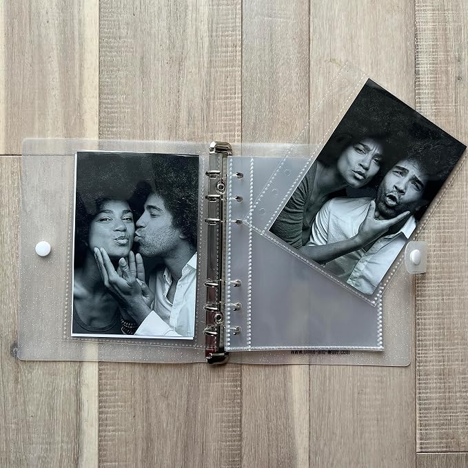 Photo Album For 2X6 Photo Booth Slip In Strips And 4X6 Pictures - 6 Ring Notebook Binder With 20 2 By 6 Sleeves - Fits 80 Photobooth Prints (QUARTZ SPARKLE, 4X6) by SMILEWAVE