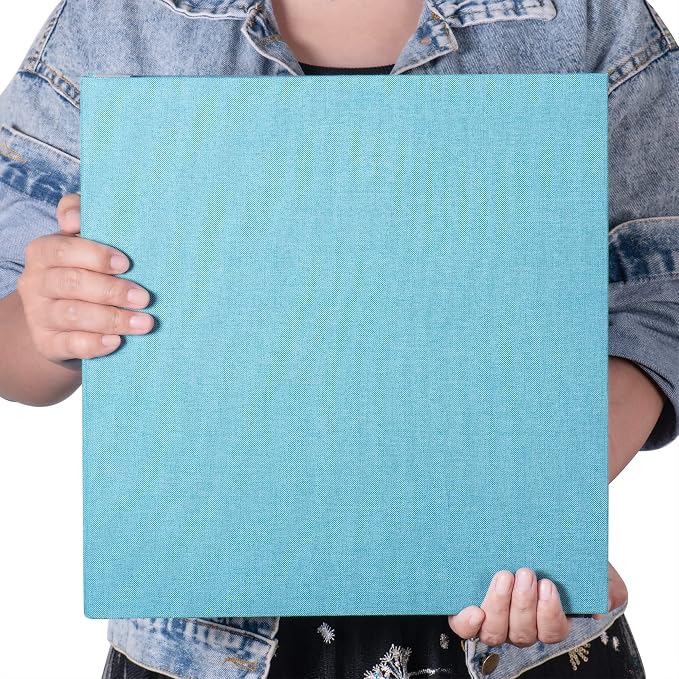 Large Photo Album Self Adhesive 4x6 5x7 3x5 8.5x11 Scrapbook Magnetic DIY - 13 x 12.8 Inches, 120 Black Sticky Pages, Linen Cover (Sky Blue) - Image 6