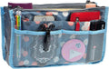 Vercord Purse Organizer Insert for Handbags Bag Organizers Inside Tote Pocketbook Women Nurse Nylon 13 Pockets Blue Flower Large by Vercord