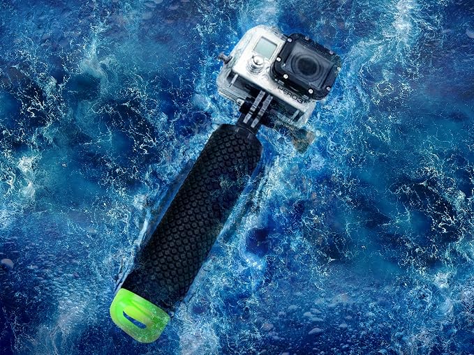 Floating Hand Grip Waterproof Monopod for GoPro Hero 13 12 11 10 9 8 7 6 5 | Compatible with Hero Session Black Silver Handler & Handle Mount Accessories Kit for Water Sport & Action Cameras (Green) - Image 4