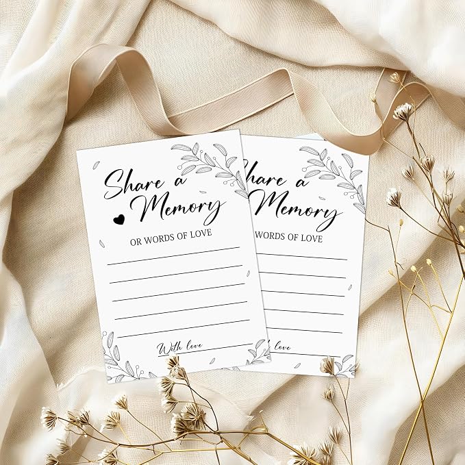 Share a Memory Cards - Share Words of Love - Keepsake Funeral Card, Guest Book Alternative, Minimalist Memory Cards for Birthday, Bridal Shower, Funeral Memory Books and Boxes, Memorial Service Decor - Image 3