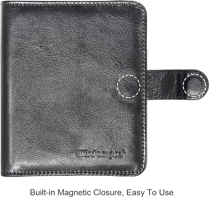 Wisdompro Business Card Organizer Book with 64 Card Slots, Black | Premium PU Leather, Wallet Name Credit ID Card Holder Case with Magnetic Shut, 14 Extra Small Cells for Memory Cards - Image 5