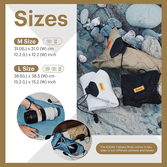KODAK Camera Wrap Size M 31x31cm - Water-Resistant, Anti-Scratching and Dust-Free Protective Cloth for Mirrorless Camera, Compact Camera, Prime Lens (Olive) [ONE item] - Image 8