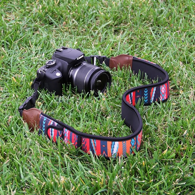 USA Gear TrueSHOT Camera Strap Neoprene Camera Straps - Padded Neck Strap, Pockets, and Quick Release Buckles - Compatible with Canon, Nikon, Sony and More DSLR and Mirrorless Cameras (Southwest) - Image 3