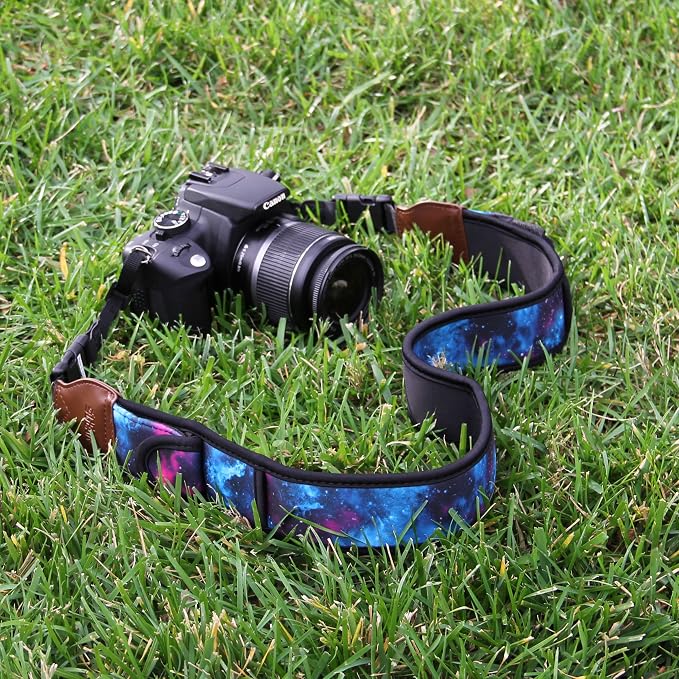 USA Gear TrueSHOT Camera Strap Neoprene Camera Straps - Padded Neck Strap, Accessory Pocket, and Quick Release Buckles - Compatible with Canon, Nikon, Sony and More DSLR and Mirrorless Camera - Galaxy - Image 3