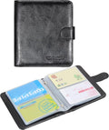 Wisdompro Business Card Organizer Book with 64 Card Slots, Black | Premium PU Leather, Wallet Name Credit ID Card Holder Case with Magnetic Shut, 14 Extra Small Cells for Memory Cards by Wisdompro